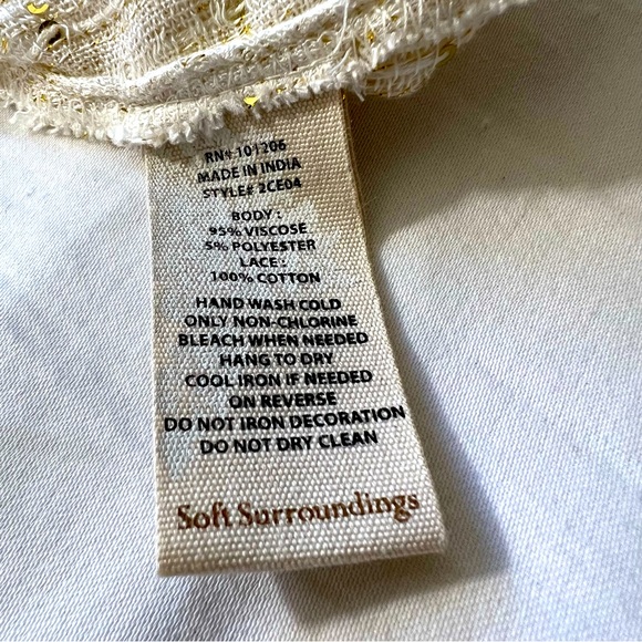 SOFT SURROUNDINGS Womens Large Glamour Topper Gold Sequin Open Cardigan 2CE04 - Picture 8 of 8